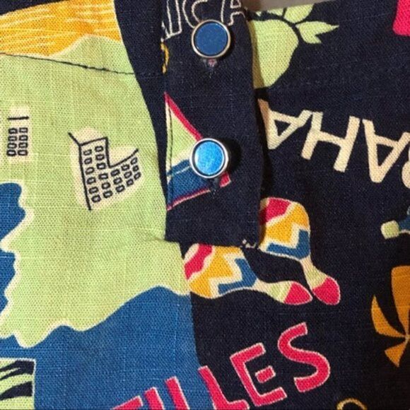 Modcloth Delightful Demeanor Short Sleeve Blouse Linen Navy Blue XS - Picture 10 of 13